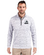 Cleveland Browns Mono Cutter & Buck Traverse Stretch Eco Camo Print Quarter Zip Mens Big and Tall Pullover Charcoal Front