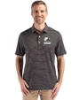 Cleveland Browns Mono Cutter & Buck Forge Epic Confidence Fine Line Stripe Stretch Recycled Mens Polo Black/White Front