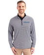 Spelman College Jaguars Cutter & Buck Virtue Eco Pique Micro Stripe Recycled Mens Big & Tall Quarter Zip Navy Blue/White Front