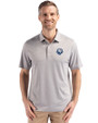 The Citadel Bulldogs Cutter & Buck Forge Epic Confidence Fine Line Stripe Stretch Recycled Mens Polo Polished/White Front
