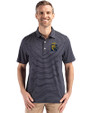 FIU Panthers College Vault Cutter & Buck Forge Epic Confidence Fine Line Stripe Stretch Recycled Mens Polo Navy Blue/White Front