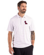 Ole Miss Rebels Cutter & Buck Forge Epic Confidence Fine Line Stripe Stretch Recycled Mens Polo White/Polished Front
