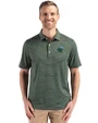 Tulane Green Wave Cutter & Buck Forge Epic Confidence Fine Line Stripe Stretch Recycled Mens Polo Hunter/White Front