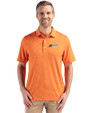 Florida A&M Rattlers Cutter & Buck Forge Epic Confidence Fine Line Stripe Stretch Recycled Mens Polo College Orange/White Front