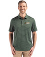 Florida A&M Rattlers Cutter & Buck Forge Epic Confidence Fine Line Stripe Stretch Recycled Mens Polo Hunter/White Front