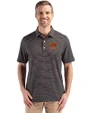 Oklahoma State Cowboys Alumni Cutter & Buck Forge Epic Confidence Fine Line Stripe Stretch Recycled Mens Polo Black/White Front
