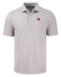 Nebraska Cornhuskers College Vault Cutter & Buck Forge Epic Confidence Fine Line Stripe Stretch Recycled Mens Polo Polished/White Mannequin
