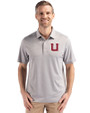 Utah Utes College Vault Cutter & Buck Forge Epic Confidence Fine Line Stripe Stretch Recycled Mens Polo Polished/White Front