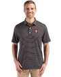Indiana Hoosiers - Cutter & Buck Forge Epic Confidence Fine Line Stripe Stretch Recycled Mens Polo Black/White Front
