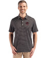 Arkansas Razorbacks Alumni Cutter & Buck Forge Epic Confidence Fine Line Stripe Stretch Recycled Mens Polo Black/White Front