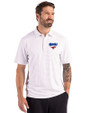 SMU Mustangs Cutter & Buck Forge Epic Confidence Fine Line Stripe Stretch Recycled Mens Polo White/Polished Front