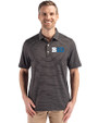 BIG 10 Conference Cutter & Buck Forge Epic Confidence Fine Line Stripe Stretch Recycled Mens Polo Black/White Front