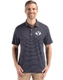 Brigham Young Cougars Cutter & Buck Forge Recycled Fine Line Stripe Four-Way Stretch Mens Polo Navy Blue/White Front