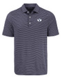 Brigham Young Cougars Cutter & Buck Forge Recycled Fine Line Stripe Four-Way Stretch Mens Polo Navy Blue/White Mannequin