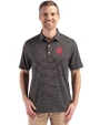 NC State Wolfpack Cutter & Buck Forge Epic Confidence Fine Line Stripe Stretch Recycled Mens Polo Black/White Front