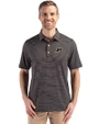 Purdue Boilermakers Cutter & Buck Forge Epic Confidence Fine Line Stripe Stretch Recycled Mens Polo Black/White Front