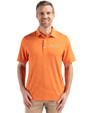 UOP Tigers Cutter & Buck Forge Epic Confidence Fine Line Stripe Stretch Recycled Mens Polo College Orange/White Front