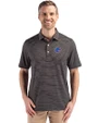 Boise State Broncos Cutter & Buck Forge Epic Confidence Fine Line Stripe Stretch Recycled Mens Polo Black/White Front