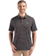 Omaha Storm Chasers Cutter & Buck Forge Epic Confidence Fine Line Stripe Stretch Recycled Mens Polo Black/White Front