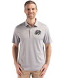 Omaha Storm Chasers Cutter & Buck Forge Epic Confidence Fine Line Stripe Stretch Recycled Mens Polo Polished/White Front