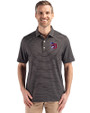 Buffalo Bisons Cutter & Buck Forge Recycled Fine Line Stripe Four-Way Stretch Mens Polo Black/White Front