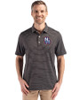 New Hampshire Fisher Cats Cutter & Buck Forge Epic Confidence Fine Line Stripe Stretch Recycled Mens Polo Black/White Front