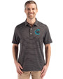 Charlotte Knights Cutter & Buck Forge Epic Confidence Fine Line Stripe Stretch Recycled Mens Polo Black/White Front