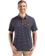 Portland Sea Dogs Cutter & Buck Forge Epic Confidence Fine Line Stripe Stretch Recycled Mens Polo Navy Blue/White Front