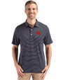 Dayton Flyers Cutter & Buck Forge Epic Confidence Fine Line Stripe Stretch Recycled Mens Polo Navy Blue/White Front