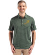 NDSU Bison Vintage Cutter & Buck Forge Epic Confidence Fine Line Stripe Stretch Recycled Mens Polo Hunter/White Front