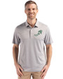 NDSU Bison Vintage Cutter & Buck Forge Epic Confidence Fine Line Stripe Stretch Recycled Mens Polo Polished/White Front