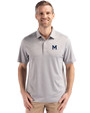 Michigan Wolverines College Vault Cutter & Buck Forge Epic Confidence Fine Line Stripe Stretch Recycled Mens Polo Polished/White Front