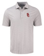 USC Trojans Cutter & Buck Forge Epic Confidence Fine Line Stripe Stretch Recycled Mens Polo Polished/White Mannequin
