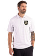 Army Black Knights Cutter & Buck Forge Epic Confidence Fine Line Stripe Stretch Recycled Mens Polo White/Polished Front