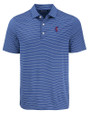 Florida Gators Swinging Gator Cutter & Buck Forge Epic Confidence Fine Line Stripe Stretch Recycled Mens Polo Tour Blue/White Mannequin