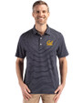 Cal Golden Bears Cutter & Buck Forge Epic Confidence Fine Line Stripe Stretch Recycled Mens Polo Navy Blue/White Front