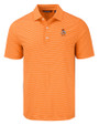 Oklahoma State Cowboys Wrestling Pete Cutter & Buck Forge Epic Confidence Fine Line Stripe Stretch Recycled Mens Polo College Orange/White Mannequin
