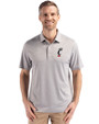 Cincinnati Bearcats Cutter & Buck Forge Epic Confidence Fine Line Stripe Stretch Recycled Mens Polo Polished/White Front