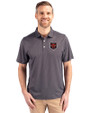 Arkansas State Red Wolves Cutter & Buck Pike Eco Symmetry Print Stretch Recycled Mens Big & Tall Polo Black/White Front