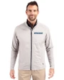 Spelman College Jaguars Cutter & Buck Adapt Eco Knit Hybrid Recycled Mens Big & Tall Full Zip Jacket Polished Medium Gray Front