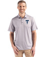 Tulsa Drillers Cutter & Buck Pike Recycled Shadow Check Print Mens Big & Tall Polo Polished Medium Gray Front