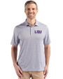 LSU Tigers Alumni Cutter & Buck Pike Eco Diamond Dot Print Recycled Mens Big & Tall Polo Black Front