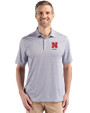 Nebraska Cornhuskers Alumni Cutter & Buck Pike Eco Diamond Dot Print Recycled Mens Big & Tall Polo Black Front