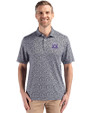 Northwestern Wildcats College Vault Cutter & Buck Pike Eco Flora Print Recycled Mens Big & Tall Polo Black Front