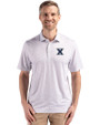 Xavier Musketeers Cutter & Buck Pike Eco Flora Print Recycled Mens Big & Tall Polo Polished Medium Gray Front