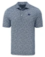 New Hampshire Wildcats College Vault Cutter & Buck Pike Eco Flora Print Recycled Mens Big & Tall Polo Navy Blue Mannequin