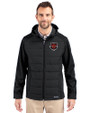 Arkansas State Red Wolves Cutter & Buck Evoke Hybrid Eco Softshell Recycled Full Zip Mens Big & Tall Hooded Jacket Black Front