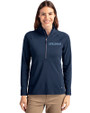 Spelman College Jaguars Cutter & Buck Adapt Eco Knit Stretch Recycled Womens Half Zip Pullover Navy Blue Front