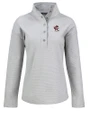 Louisville Cardinals College Vault Cutter & Buck Hunts Point Eco Textured Fleece Recycled Womens Snap Pullover Polished Medium Gray Mannequin