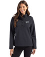 Jackson State Tigers Cutter & Buck Hunts Point Eco Textured Fleece Recycled Womens Snap Pullover Black Front